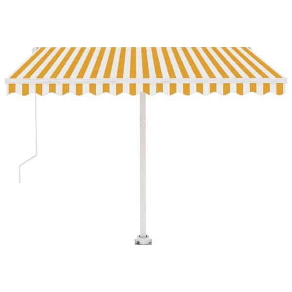 vidaXL Frittstående manuell uttrekkbar markise 300x250 cm gul og hvit