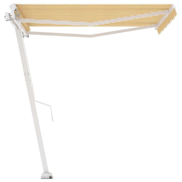 vidaXL Frittstående manuell uttrekkbar markise 300x250 cm gul og hvit