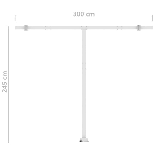 vidaXL Frittstående manuell uttrekkbar markise 300x250 cm gul og hvit