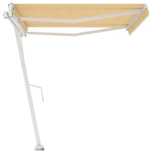 vidaXL Frittstående automatisk markise 450x350 cm gul og hvit