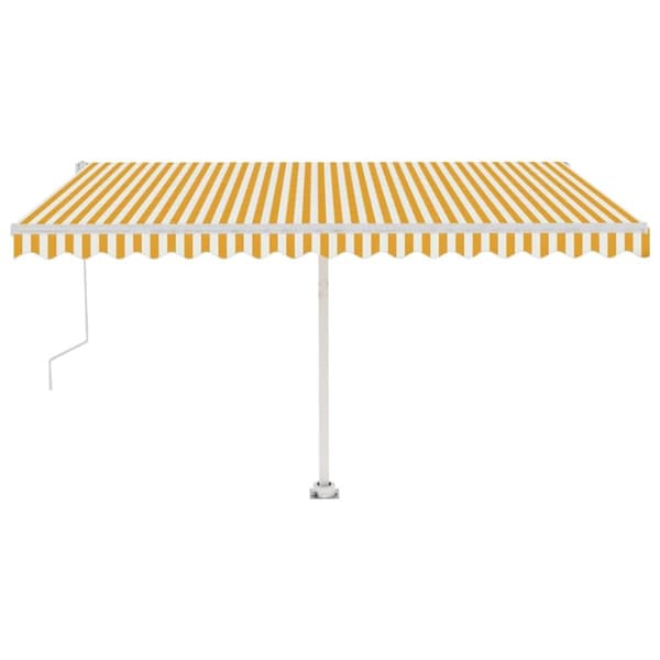 vidaXL Frittstående automatisk markise 450x350 cm gul og hvit