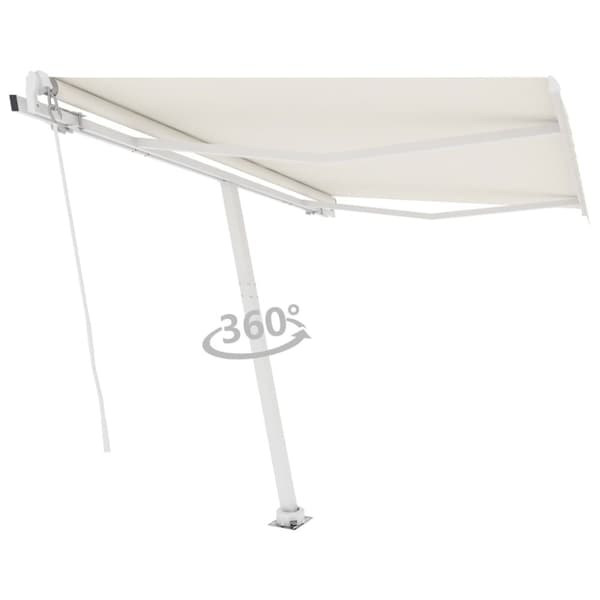 vidaXL Frittstående manuell uttrekkbar markise 350x250 cm kremhvit