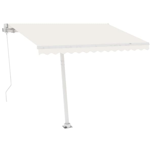 vidaXL Frittstående manuell uttrekkbar markise 350x250 cm kremhvit