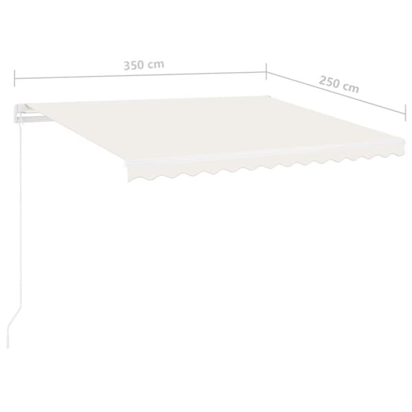 vidaXL Frittstående manuell uttrekkbar markise 350x250 cm kremhvit