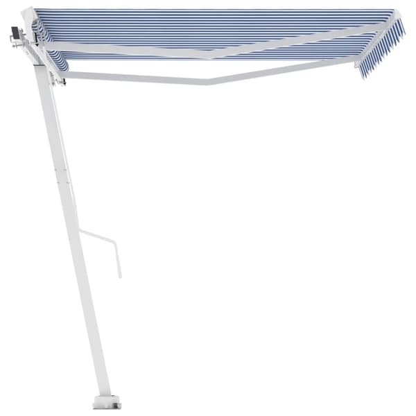 vidaXL Frittstående manuell uttrekkbar markise 300x250 cm blå og hvit
