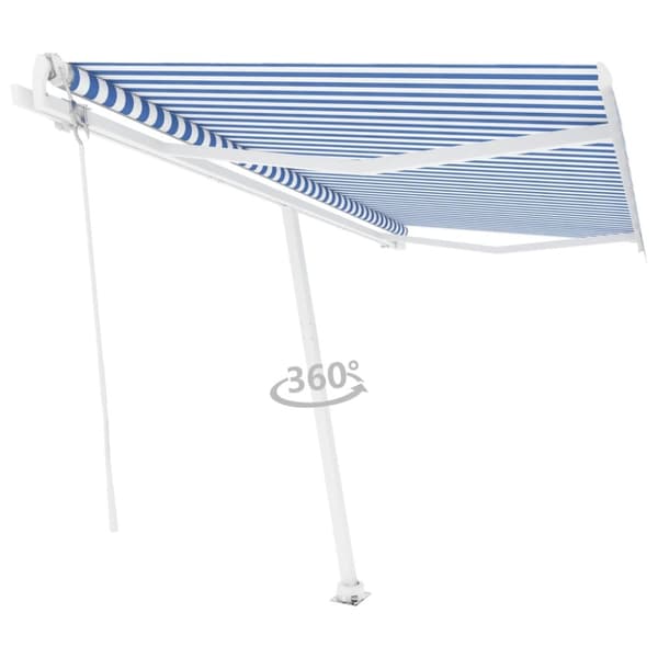 vidaXL Frittstående automatisk markise 450x350 cm blå og hvit