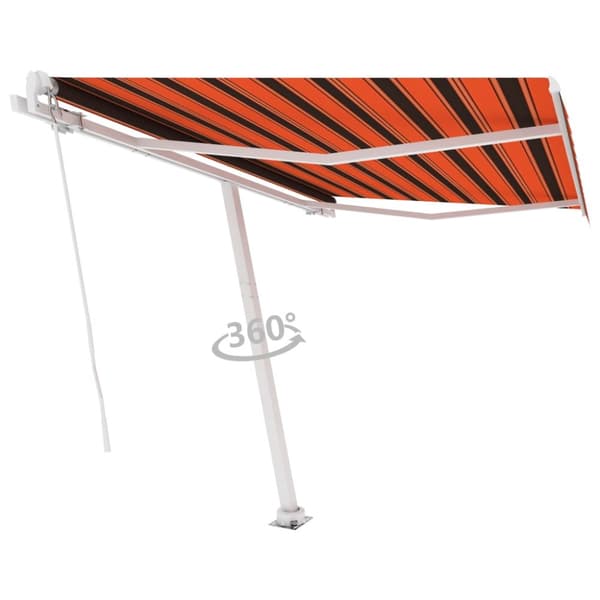 vidaXL Frittstående manuell uttrekkbar markise 350x250 cm oransje/brun