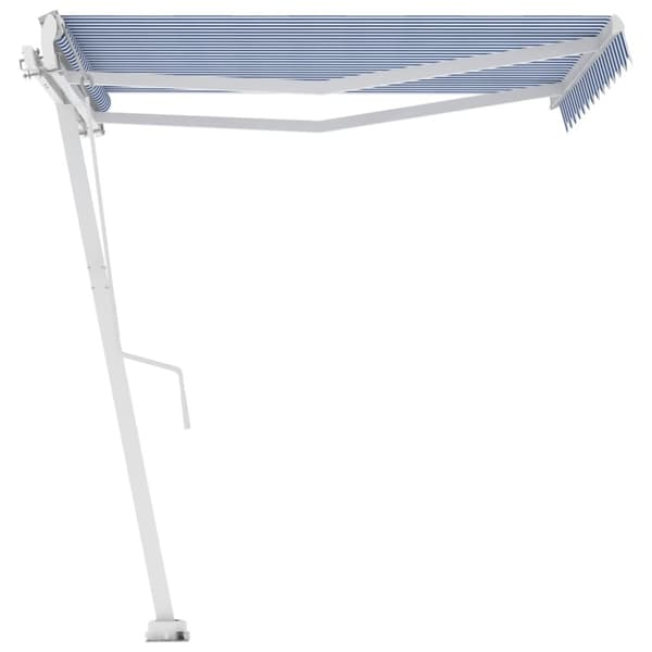 vidaXL Vapaasti seisova sisäänkelattava markiisi 350x250 cm sinivalk.