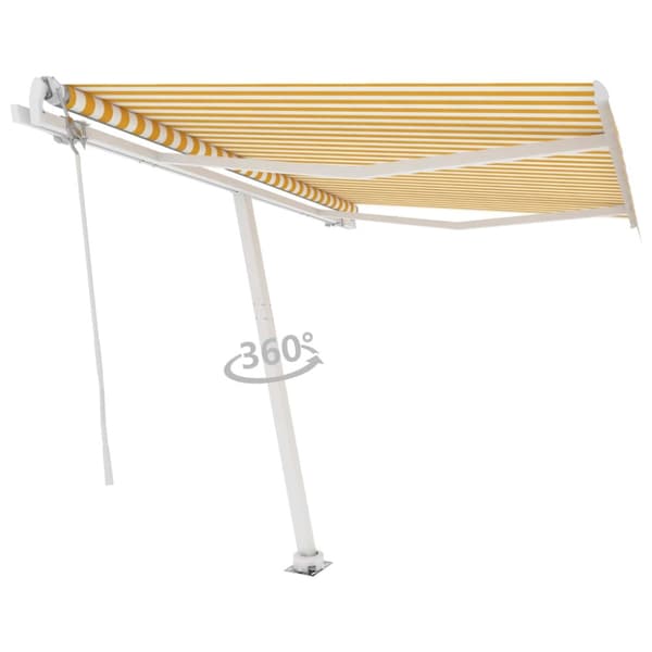 vidaXL fritstående markise 300x250 cm automatisk betjening gul og hvid