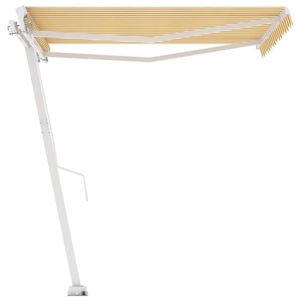 vidaXL Frittstående manuell uttrekkbar markise 350x250 cm gul/hvit
