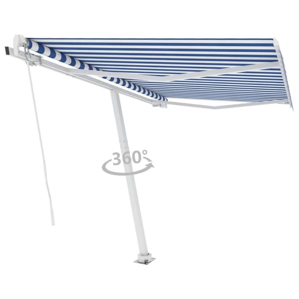 vidaXL Fristående markis manuellt infällbar 350x250 cm blå/vit
