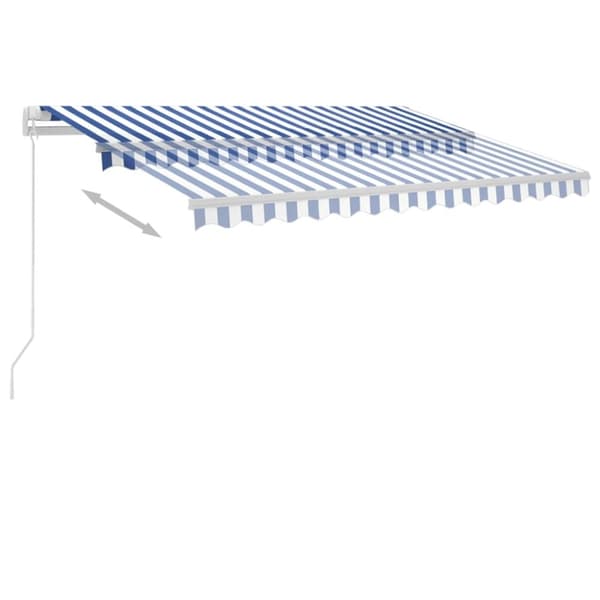 vidaXL Fristående markis manuellt infällbar 350x250 cm blå/vit