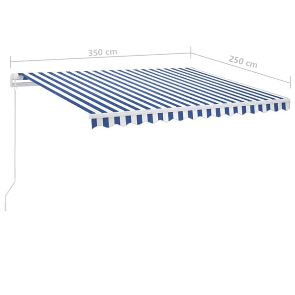vidaXL Fristående markis manuellt infällbar 350x250 cm blå/vit