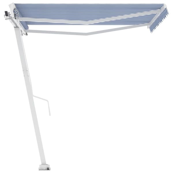 vidaXL Fristående markis manuellt infällbar 350x250 cm blå/vit