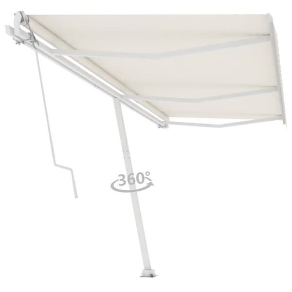 vidaXL Vapaasti seisova sisäänkelattava markiisi 600x350 cm kerma