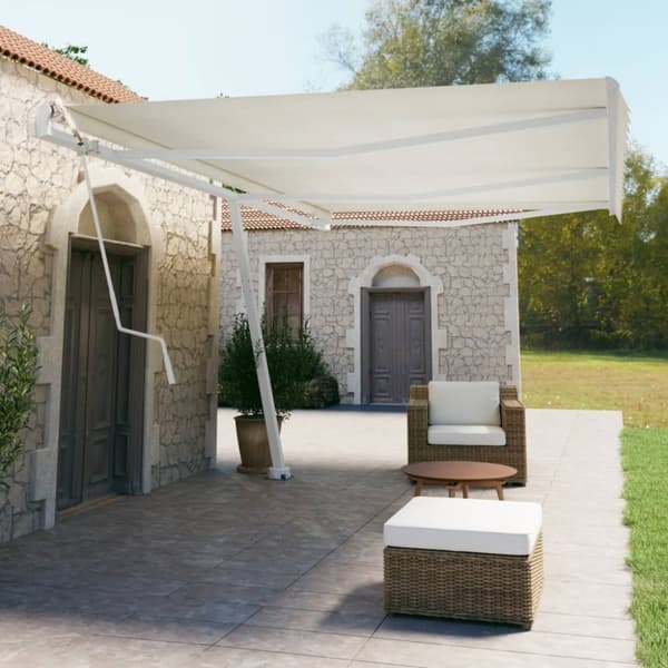 vidaXL Vapaasti seisova sisäänkelattava markiisi 600x350 cm kerma