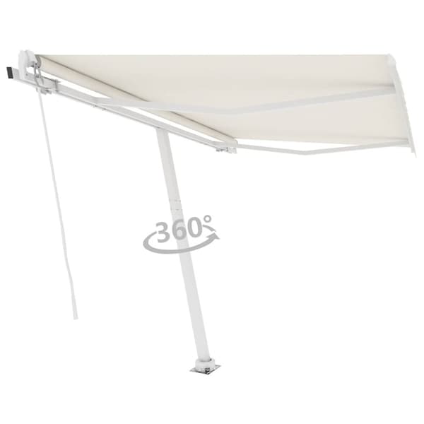 vidaXL Vapaasti seisova sisäänkelattava markiisi 300x250 cm kerma