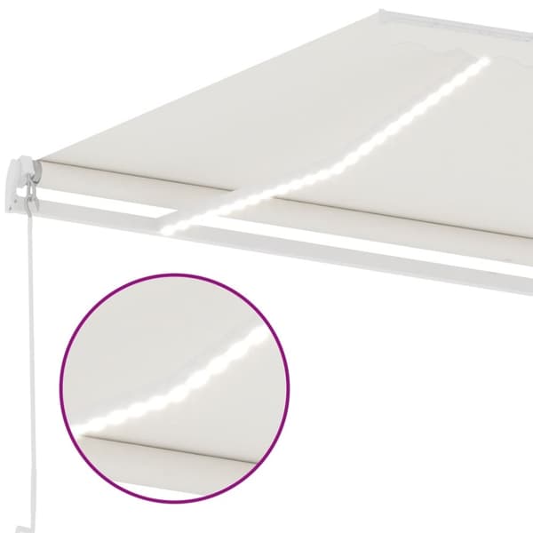 vidaXL Käsin sisäänkelattava markiisi LEDillä 400x350 cm kerma