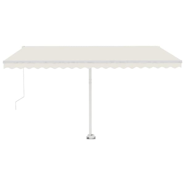 vidaXL Markis manuellt infällbar med LED 400x350 cm gräddvit