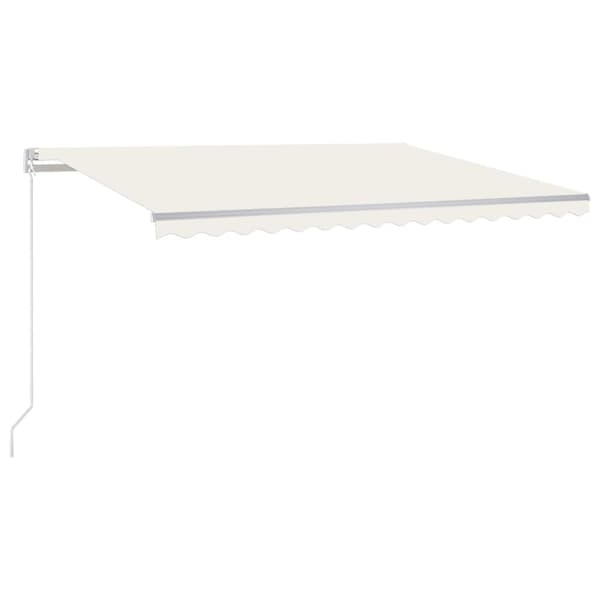 vidaXL markise m. LED-lys 450x300 cm manuel betjening cremefarvet