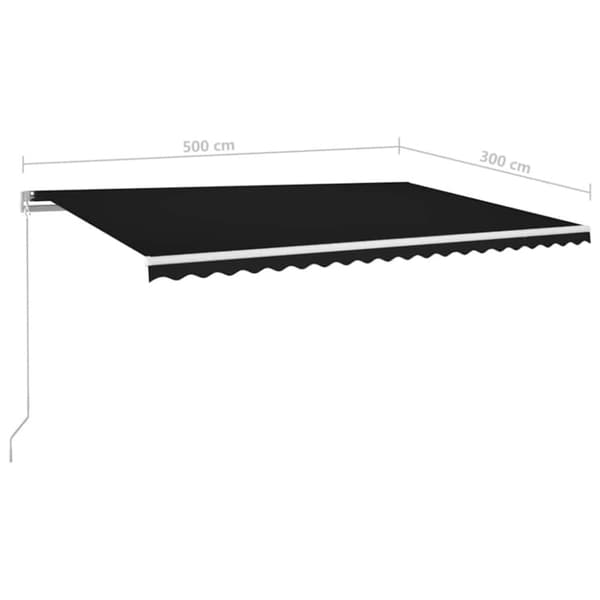 vidaXL markise m. LED-lys 500x300 cm manuel betjening antracitgrå