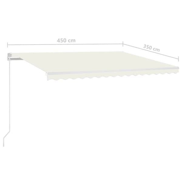 vidaXL Sisäänkelattava markiisi LEDillä 450x350 cm kerma