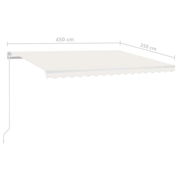 vidaXL Manuaalisesti sisäänkelattava markiisi 450x350 cm kerma
