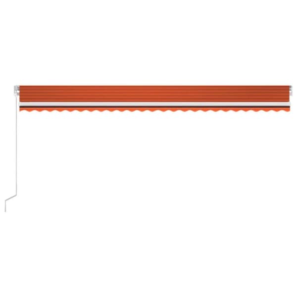 vidaXL markise m. LED-lys 600x300 cm manuel betjening orange og brun