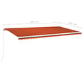 Miniatyrbillede 7 af 7: vidaXL markise m. LED-lys 600x300 cm manuel betjening orange og brun