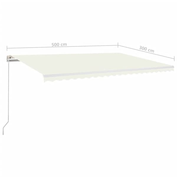 vidaXL Sisäänkelattava markiisi LEDillä 500x300 cm kerma