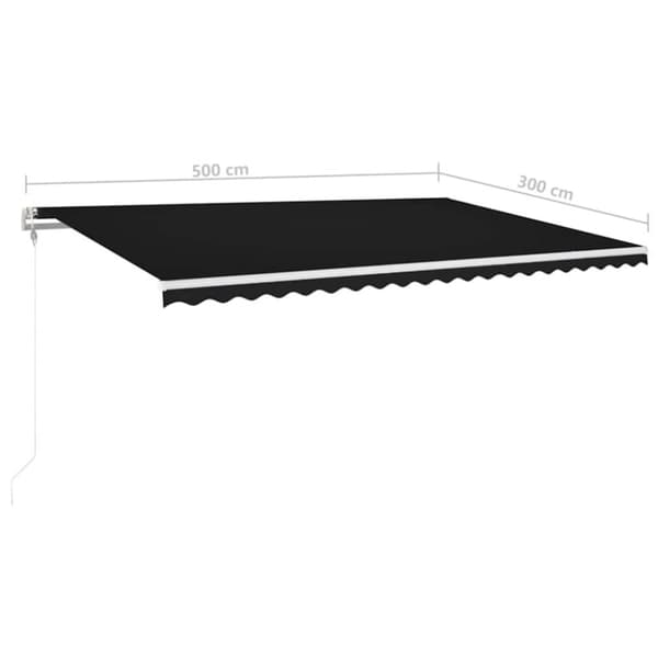 vidaXL markise m. LED + vindsensor 500x300 cm automatisk antracitgrå