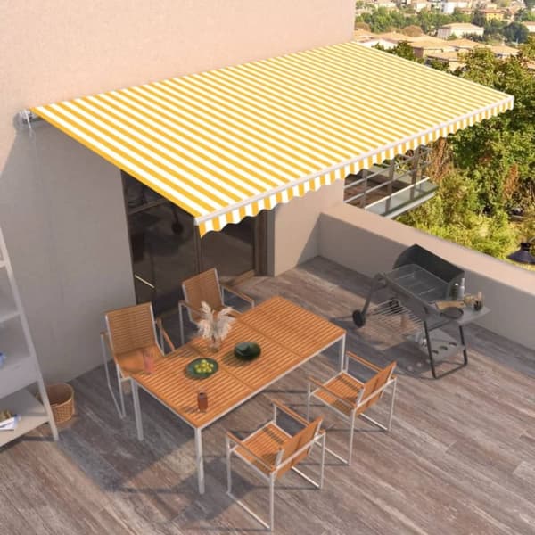 vidaXL Automaattisesti sisäänkelattava markiisi 600x350 cm keltavalk.