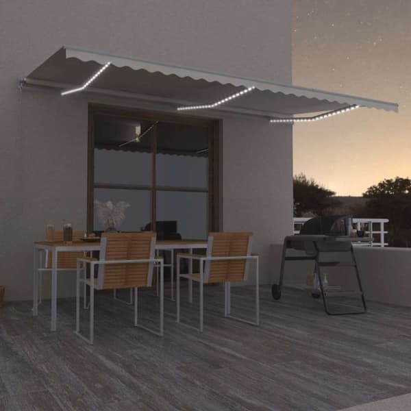 vidaXL Sisäänkelattava markiisi LEDillä 600x300 cm kerma