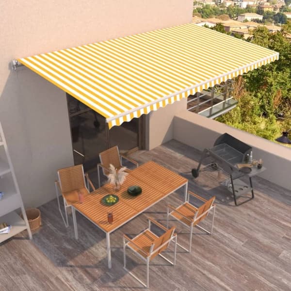 vidaXL Manuaalisesti sisäänkelattava markiisi 600x350 cm keltavalk.