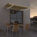 Miniatyrbillede 1 af 7: vidaXL markise m. LED-lys 400x350 cm manuel betjening gul og hvid
