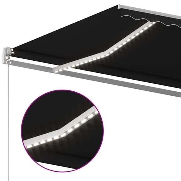 vidaXL markise m. LED-lys 600x300 cm manuel betjening antracitgrå