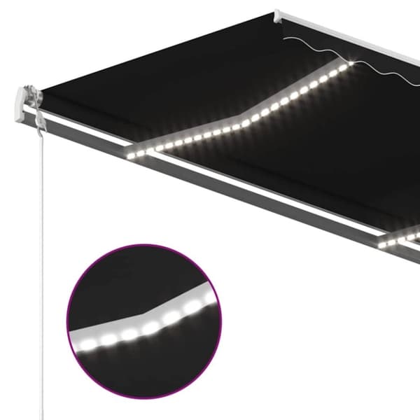 vidaXL markise m. LED + vindsensor 450x300 cm automatisk antracitgrå