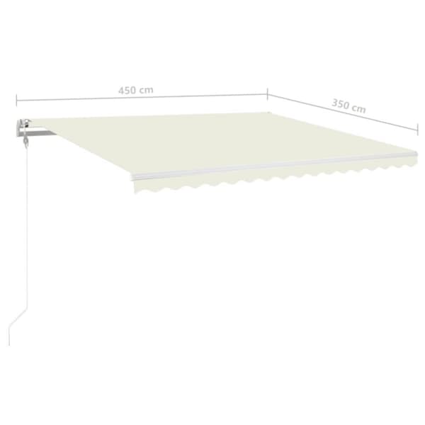 vidaXL Sisäänkelattava markiisi LED/tuulisensori 450x350 cm kerma