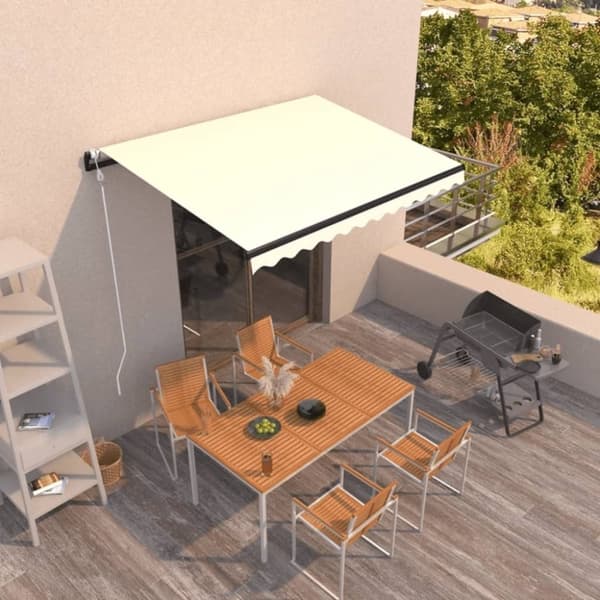 vidaXL Automaattisesti sisäänkelattava markiisi 350x250 cm kerma