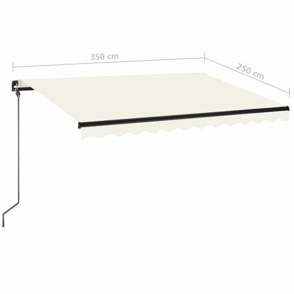 vidaXL Manuell uttrekkbar markise med LED 350x250 cm kremhvit