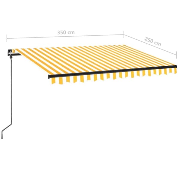 vidaXL Sisäänkelattava markiisi LEDillä 350x250cm keltavalkoinen