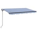 Miniatyrbilde 2 av 7: vidaXL Manuell uttrekkbar markise med LED 400x300 cm blå og hvit