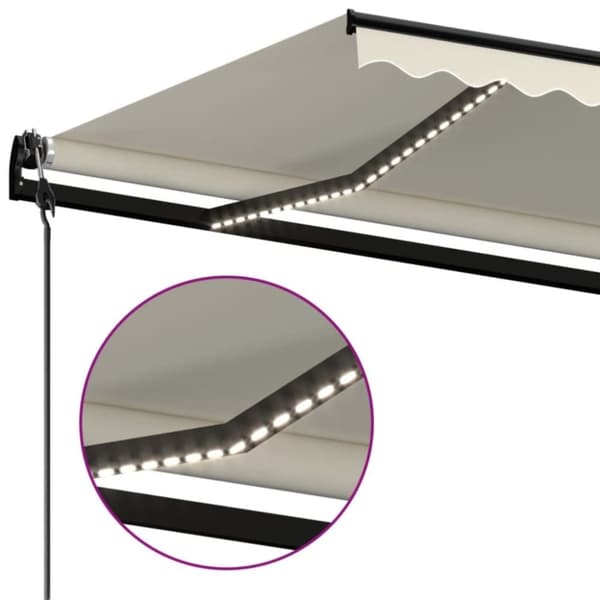 vidaXL Sisäänkelattava markiisi LED ja tuulisensori 600x350 cm kerma