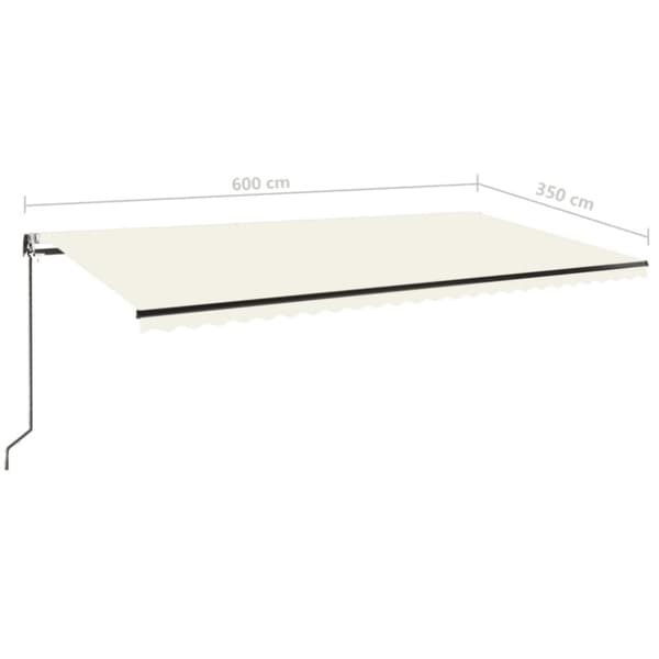 vidaXL Sisäänkelattava markiisi LED ja tuulisensori 600x350 cm kerma