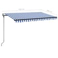 Miniatyrbild 9 av 9: vidaXL Automatisk markis med vindsensor & LED 450x300 cm blå och vit