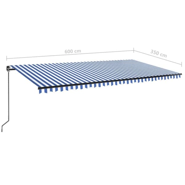 vidaXL Manuell uttrekkbar markise 600x350 cm blå og hvit
