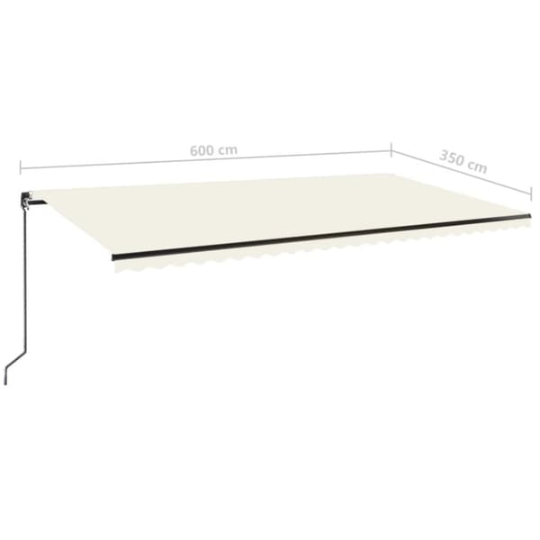 vidaXL Manuell uttrekkbar markise 600x350 cm kremhvit