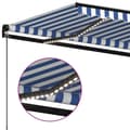 Miniatyrbilde 5 av 7: vidaXL Manuell uttrekkbar markise med LED 600x300 cm blå og hvit