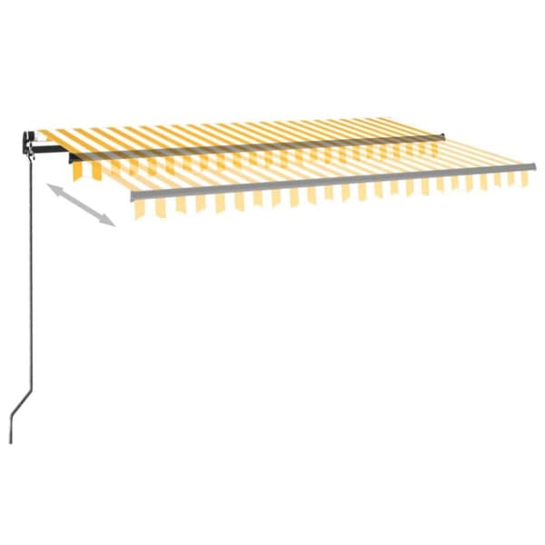 vidaXL Manuaalisesti sisäänkelattava markiisi 450x350cm keltavalkoinen
