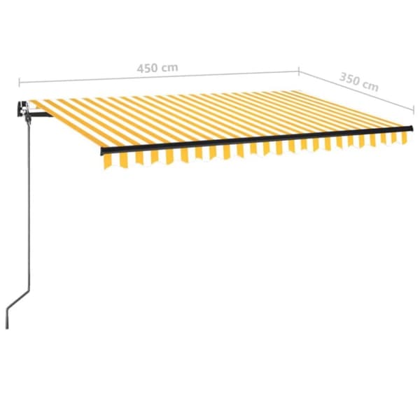 vidaXL Manuaalisesti sisäänkelattava markiisi 450x350cm keltavalkoinen